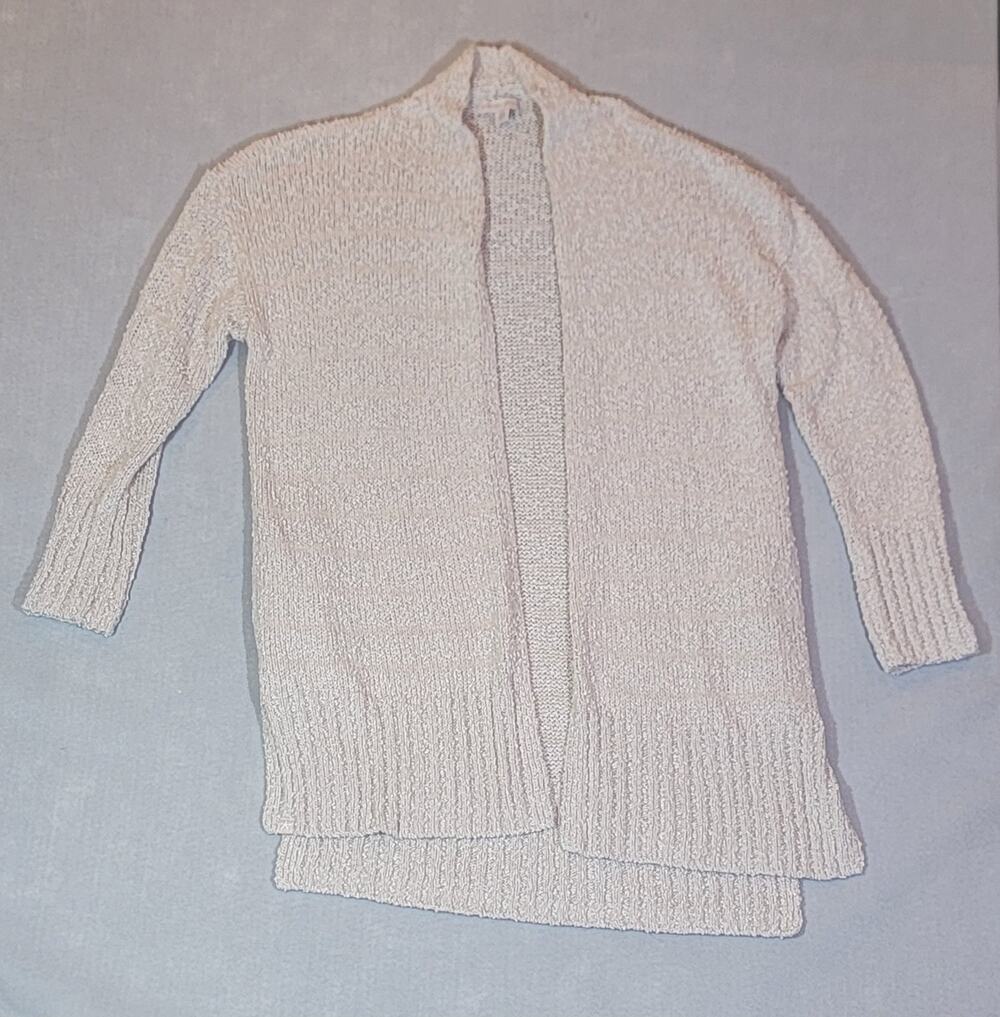 Barefoot Dreams Boucle Shadow Stripe Cardigan Beige S/M